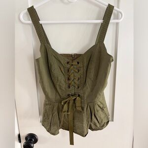 Jcrew Point Sur Olive Green Lace-Up Corset Top XS
